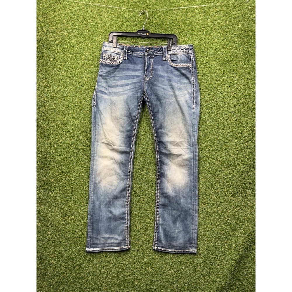 Rock Revival Jeans Womens 32 Embellished Medium Wash Sherry Easy Straight